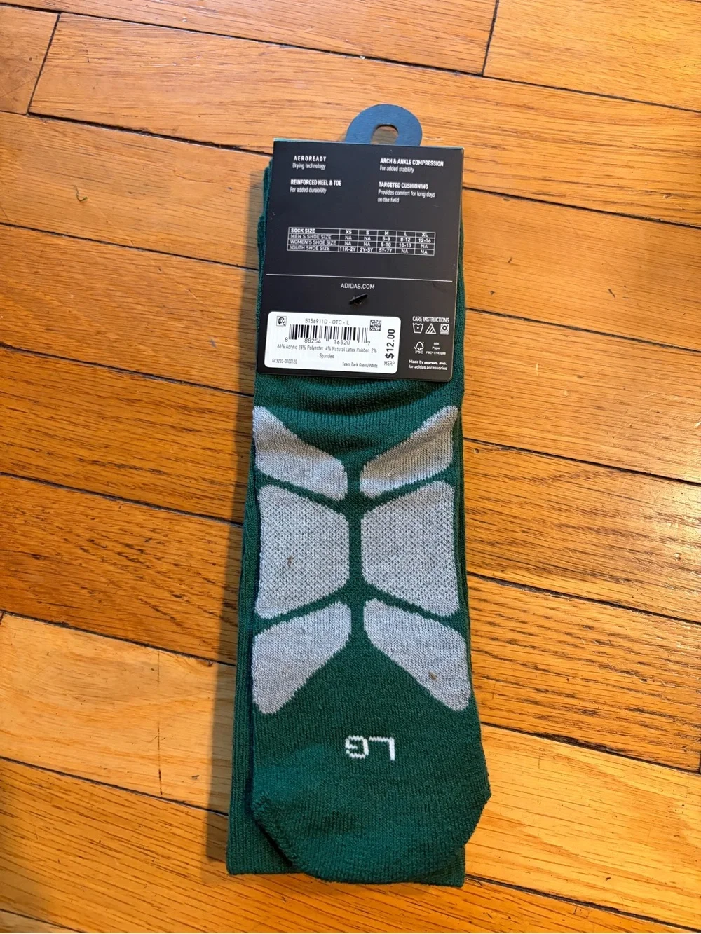 NWT Adidas Utility Sock Multi Sport Green (Size L). Women’s shoe 10-13. Men 8-12